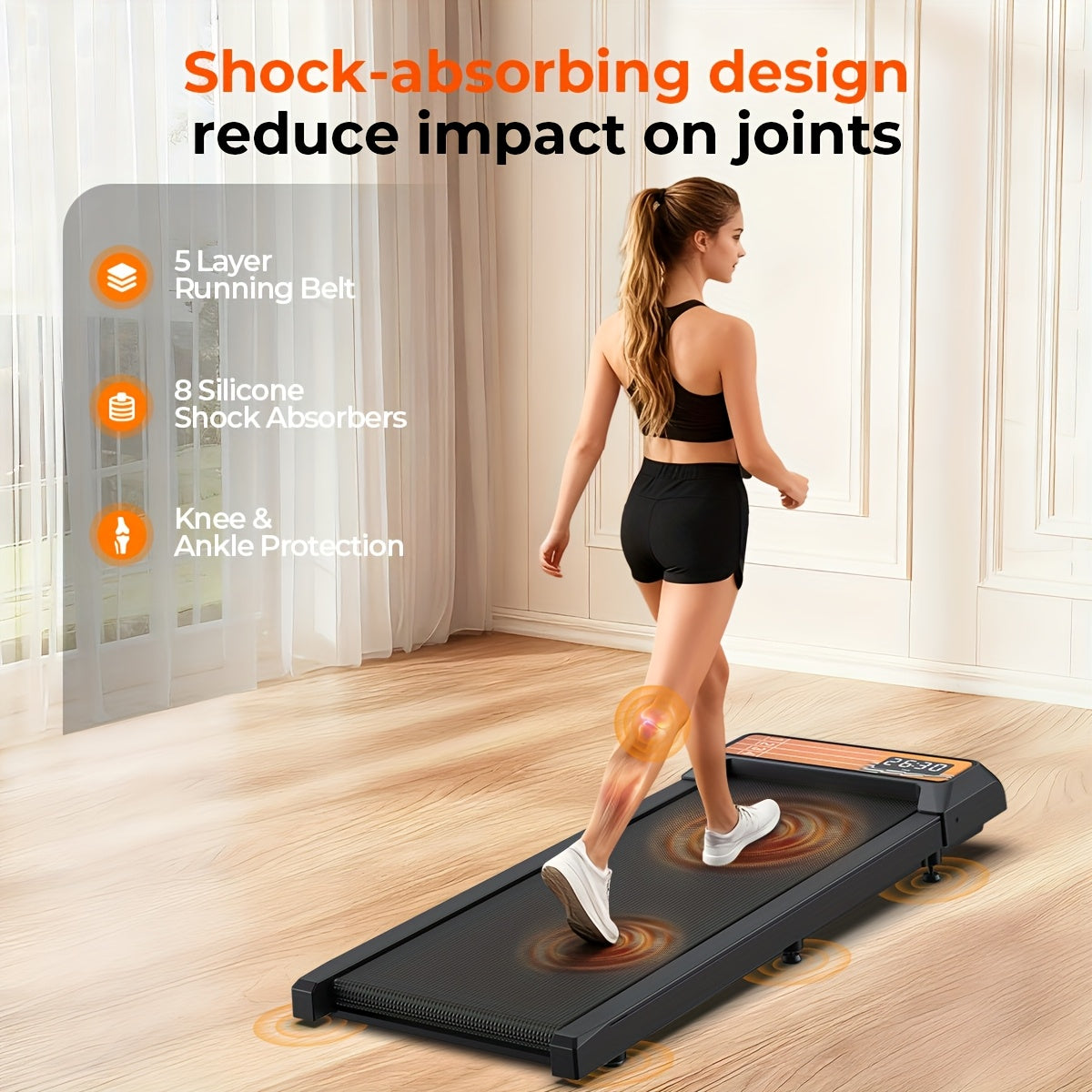 ZORUN 2.5HP Quiet Under Desk Walking Pad Treadmill With Remote