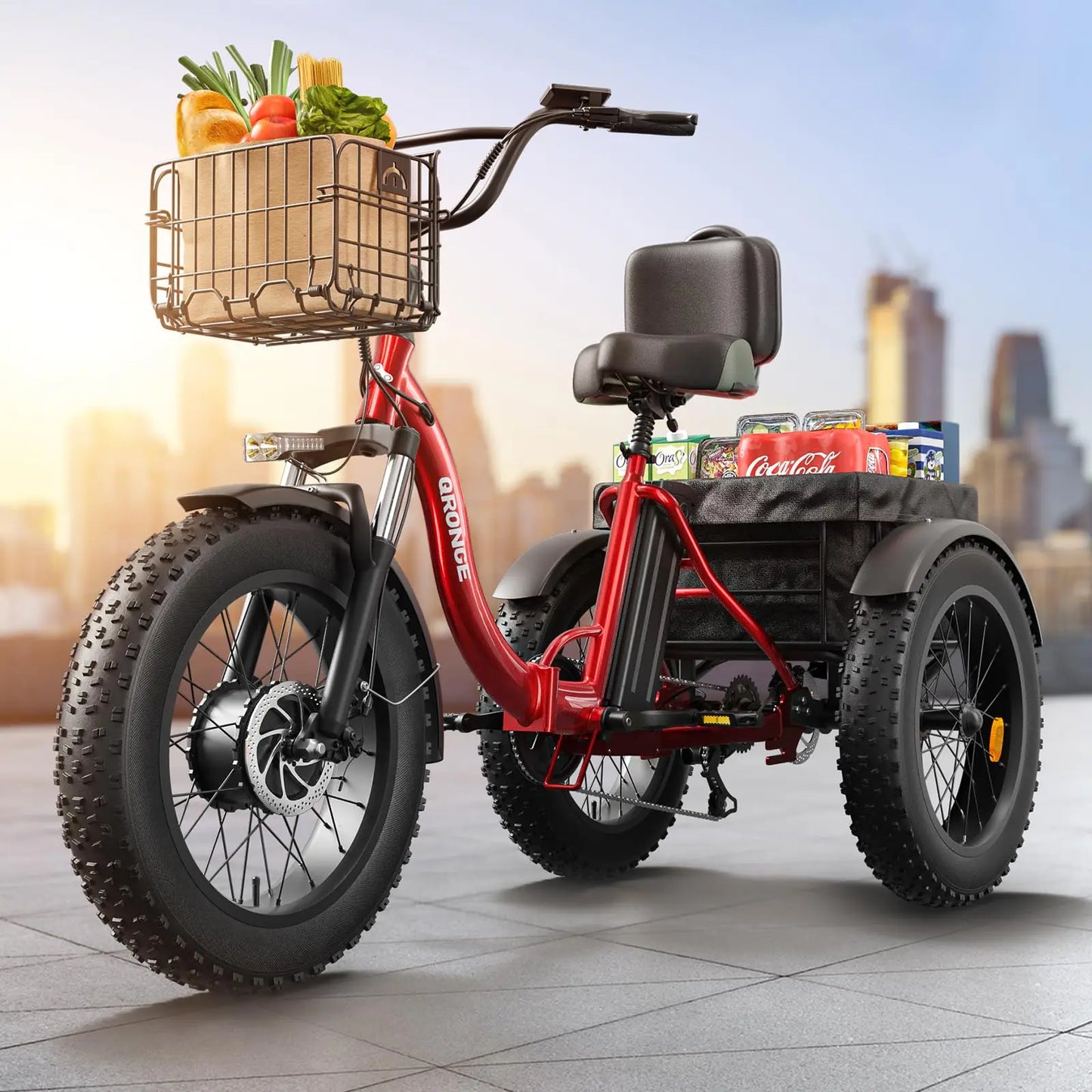 QRONGE 960W Peak Folding Electric Tricycle For Adults