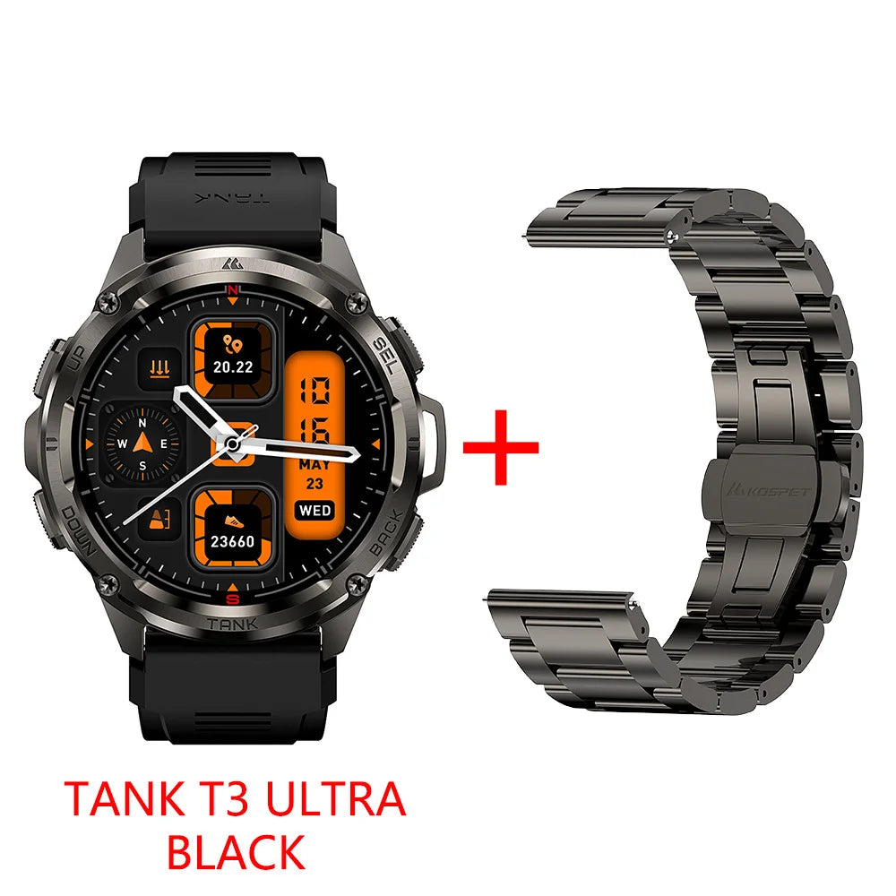 KOSPET Tank T3 Ultra GPS Smartwatch For Men Barometer Altimeter
