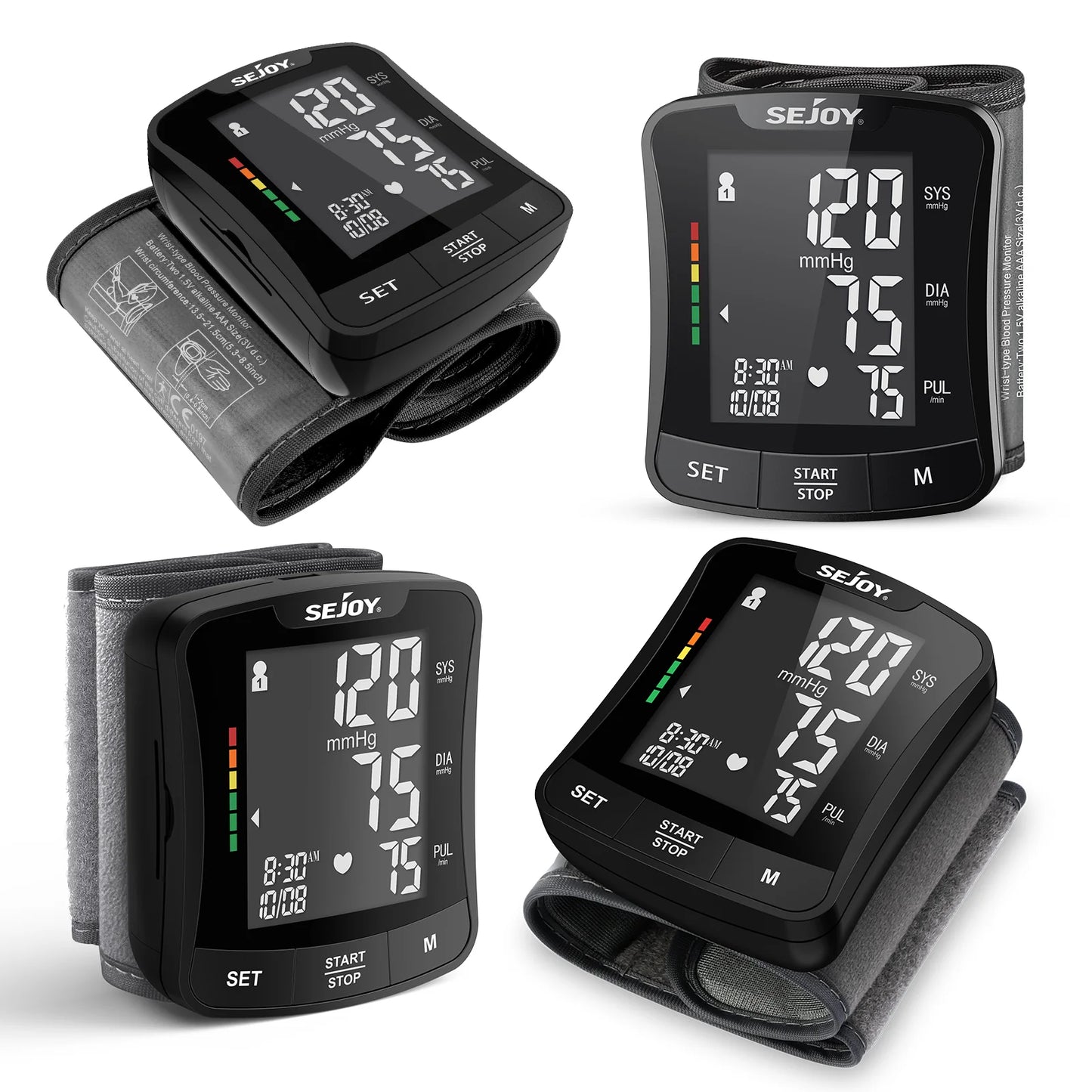Sejoy Electronic Blood Pressure Monitor Wrist Cuff Tonometer