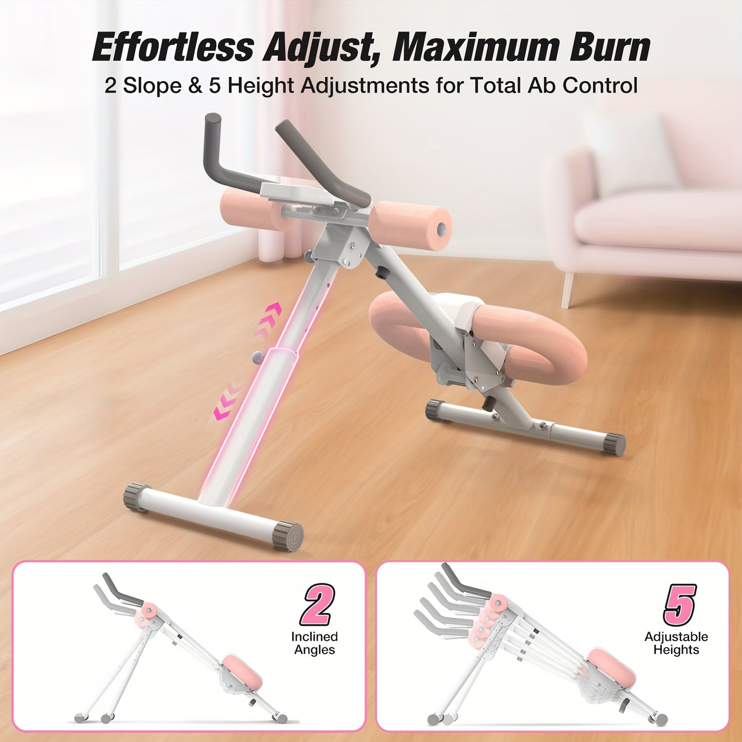 WARMOUNTS Adjustable Ab Machine with LCD Display and Foldable Design