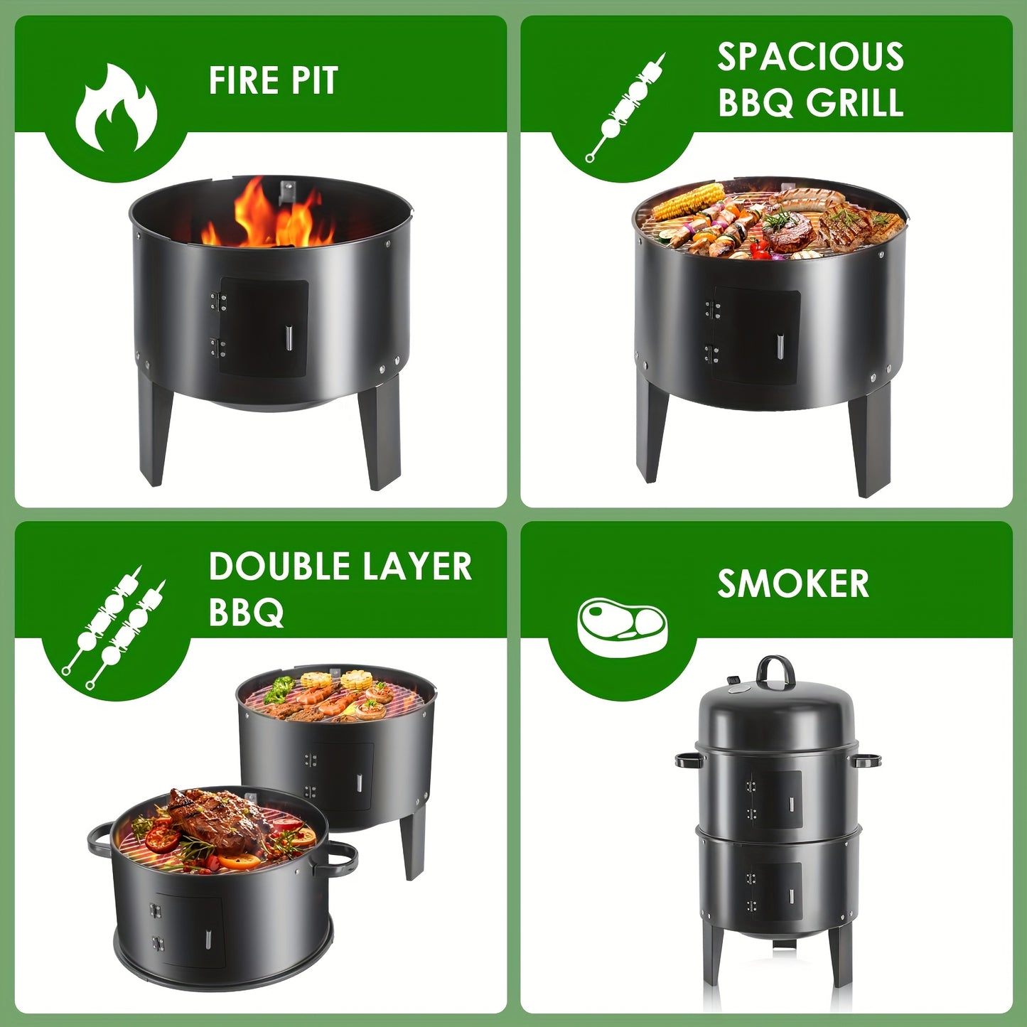 OURCAMP Charcoal Vertical Smoker Grill With Temperature Control