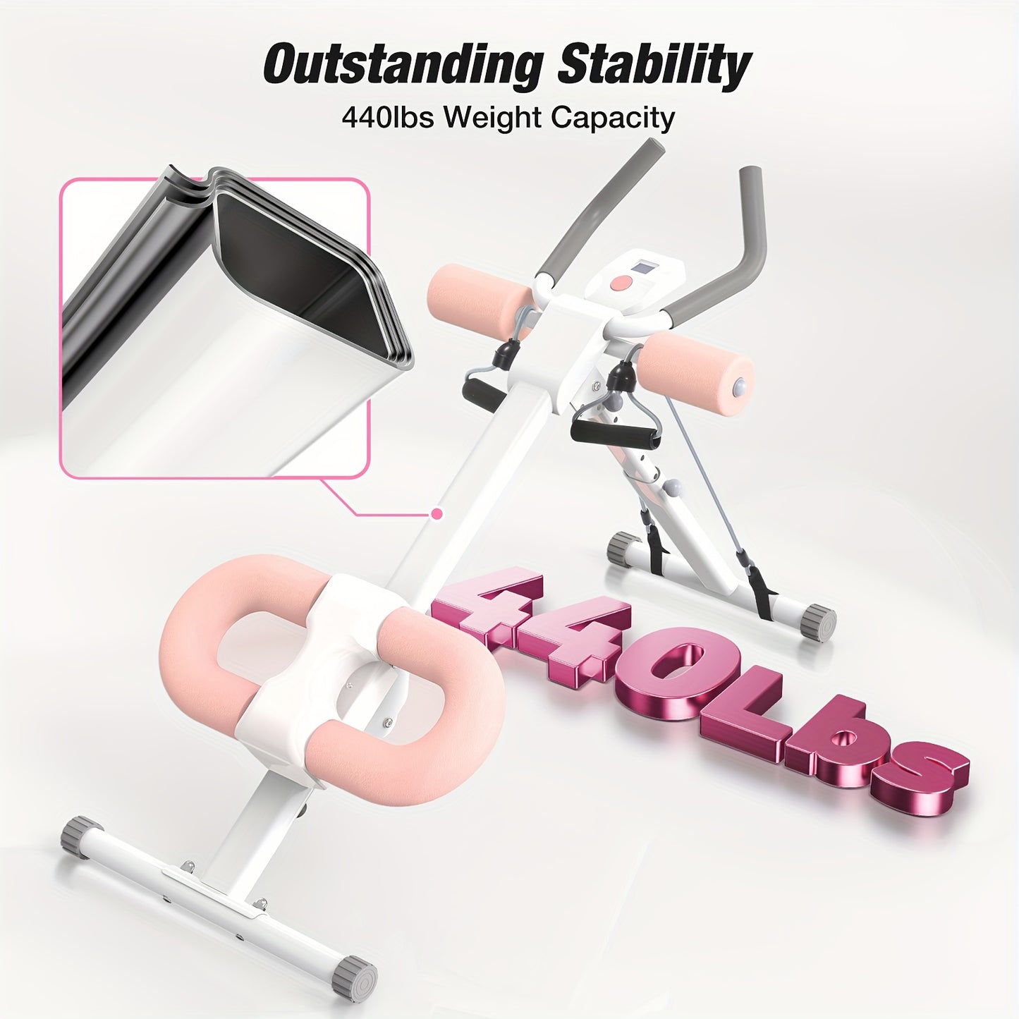 WARMOUNTS Adjustable Ab Machine with LCD Display and Foldable Design