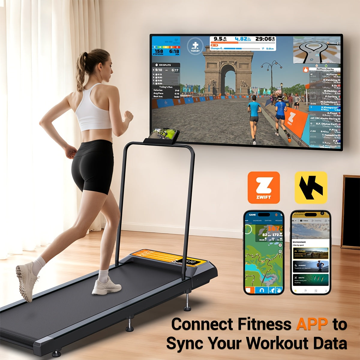 ZORUN 2.5HP Quiet Under Desk Walking Pad Treadmill With Remote