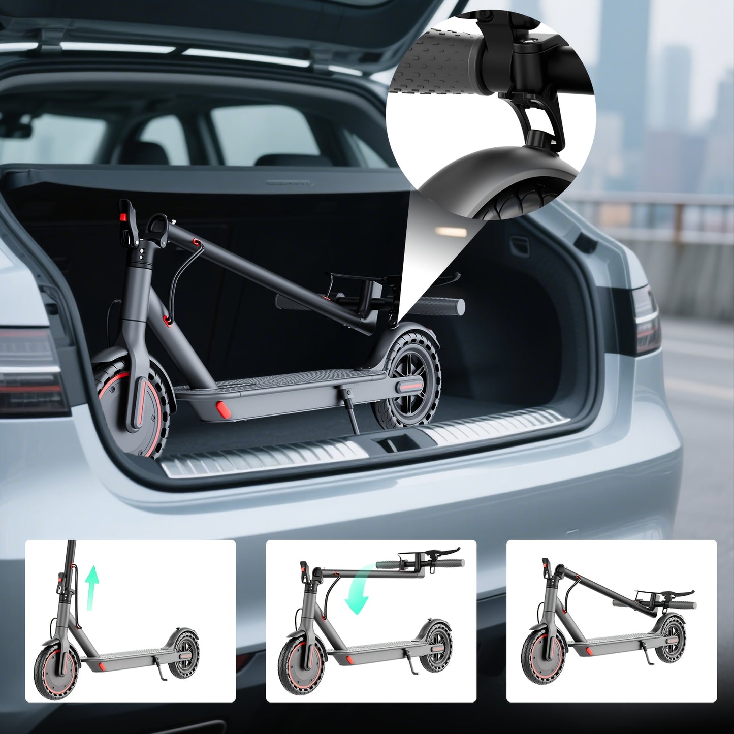 LADPED Electric Scooter 350W 500W Motor Foldable Long Range Battery