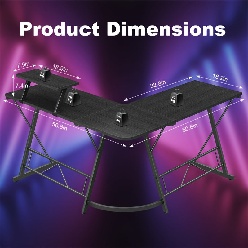 Multifunctional L Shaped Desk With Metal Frame For Gaming