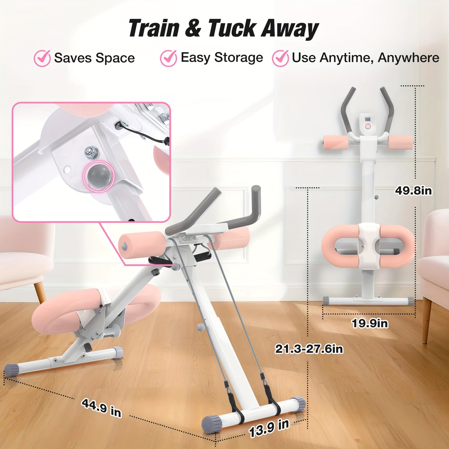 WARMOUNTS Adjustable Ab Machine with LCD Display and Foldable Design