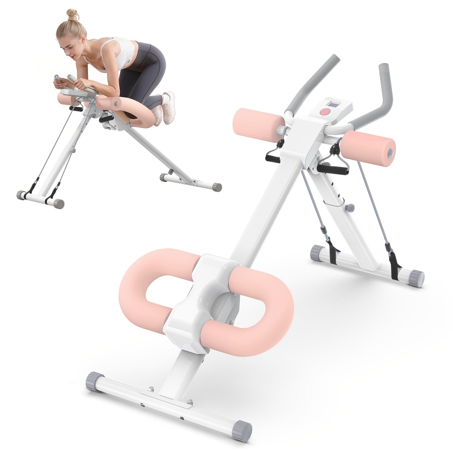 WARMOUNTS Adjustable Ab Machine with LCD Display and Foldable Design