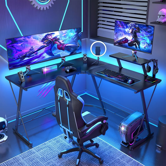 Multifunctional L Shaped Desk With Metal Frame For Gaming