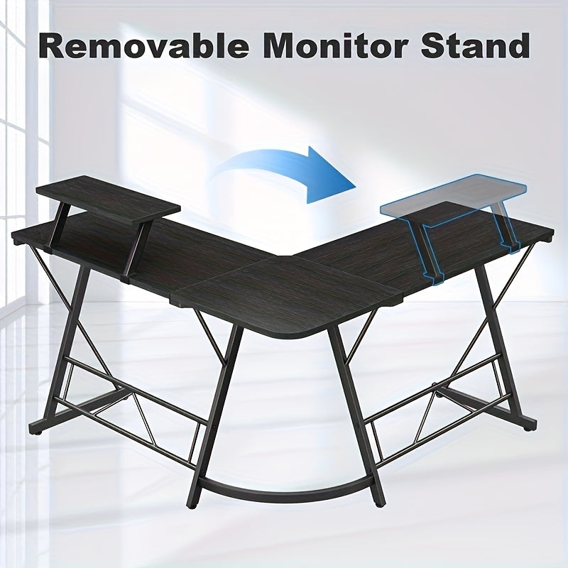Multifunctional L Shaped Desk With Metal Frame For Gaming