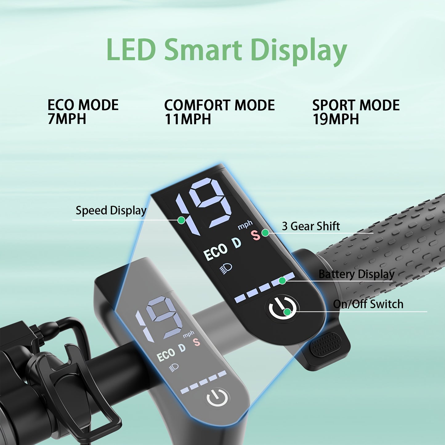 LADPED Electric Scooter 350W 500W Motor Foldable Long Range Battery