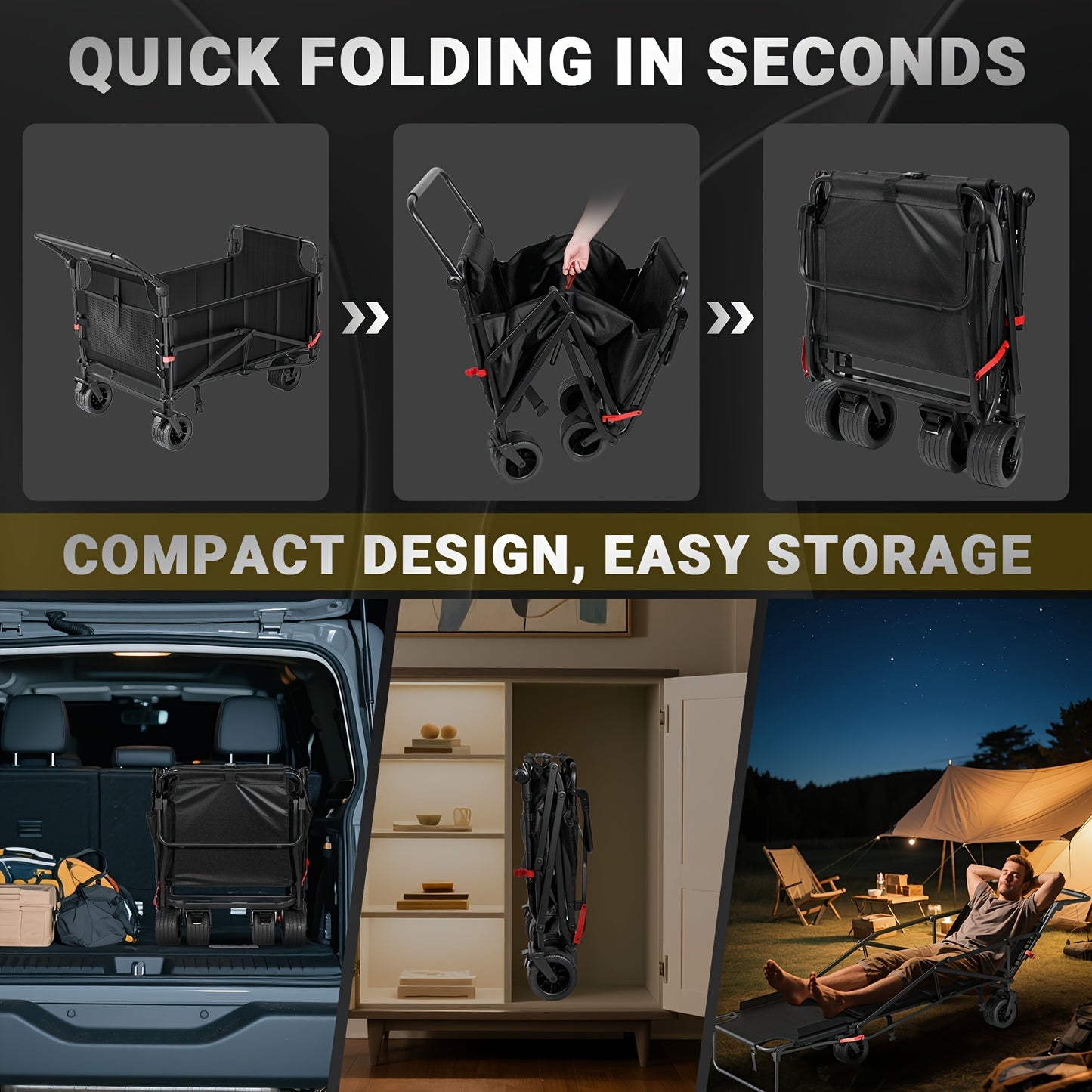 Leveleve 2 In 1 Folding Wagon and Convertible Beach Chair All Terrain