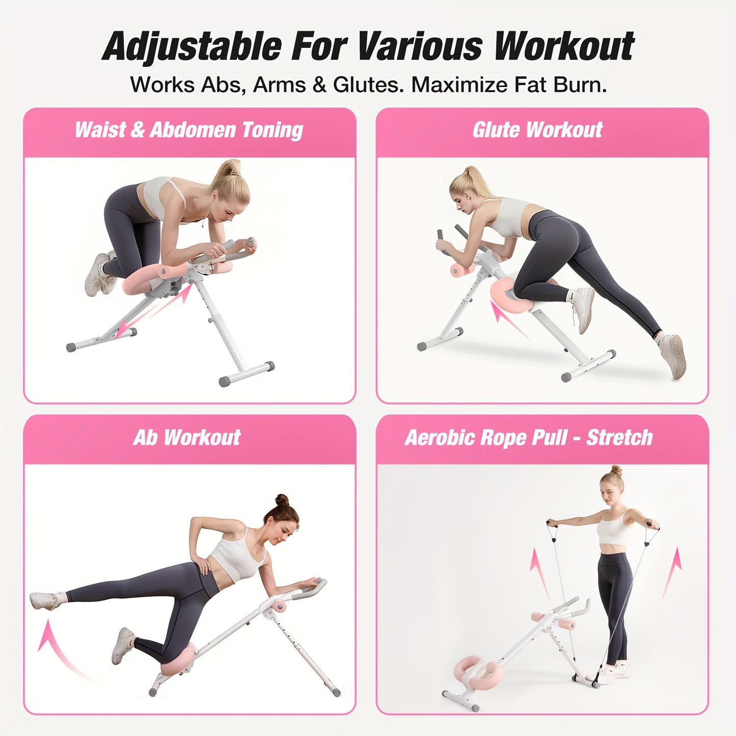 WARMOUNTS Adjustable Ab Machine with LCD Display and Foldable Design
