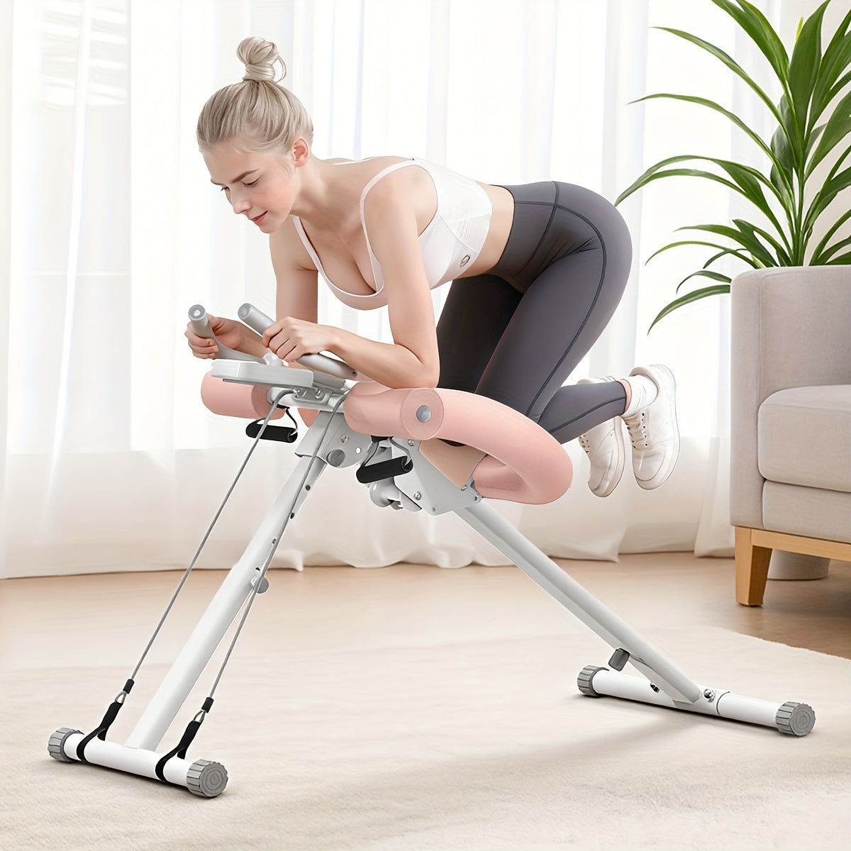 WARMOUNTS Adjustable Ab Machine with LCD Display and Foldable Design