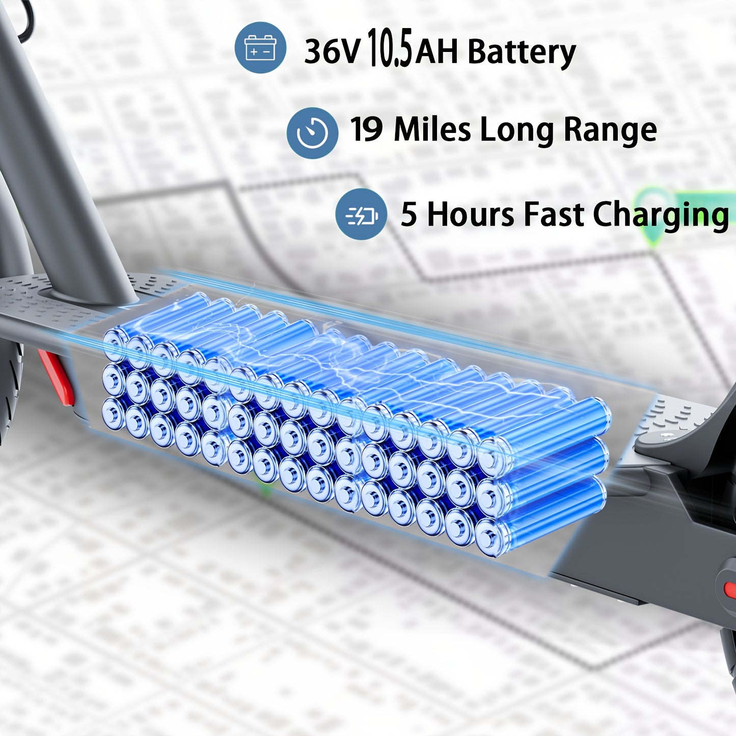 LADPED Electric Scooter 350W 500W Motor Foldable Long Range Battery