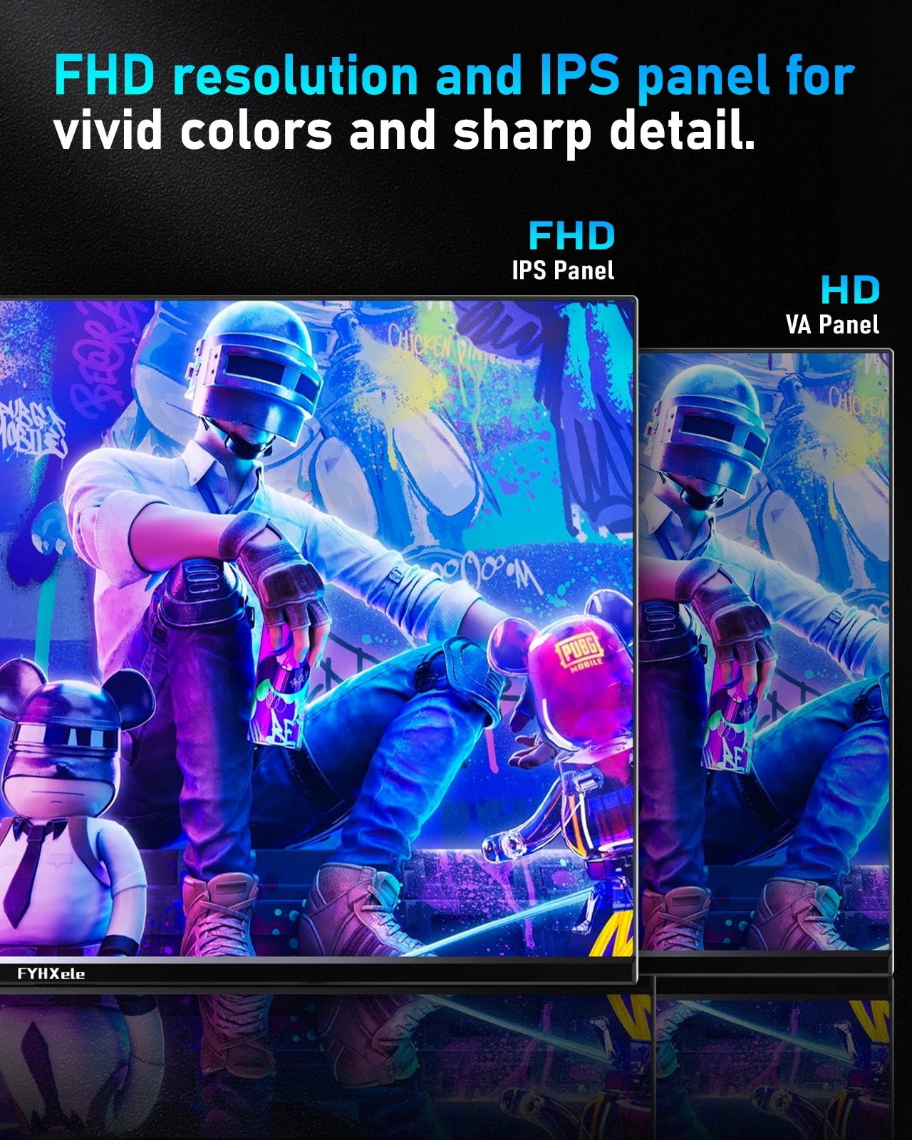 FYHXele 1ms HDR Gaming Monitor 180Hz FHD G-Sync With VESA