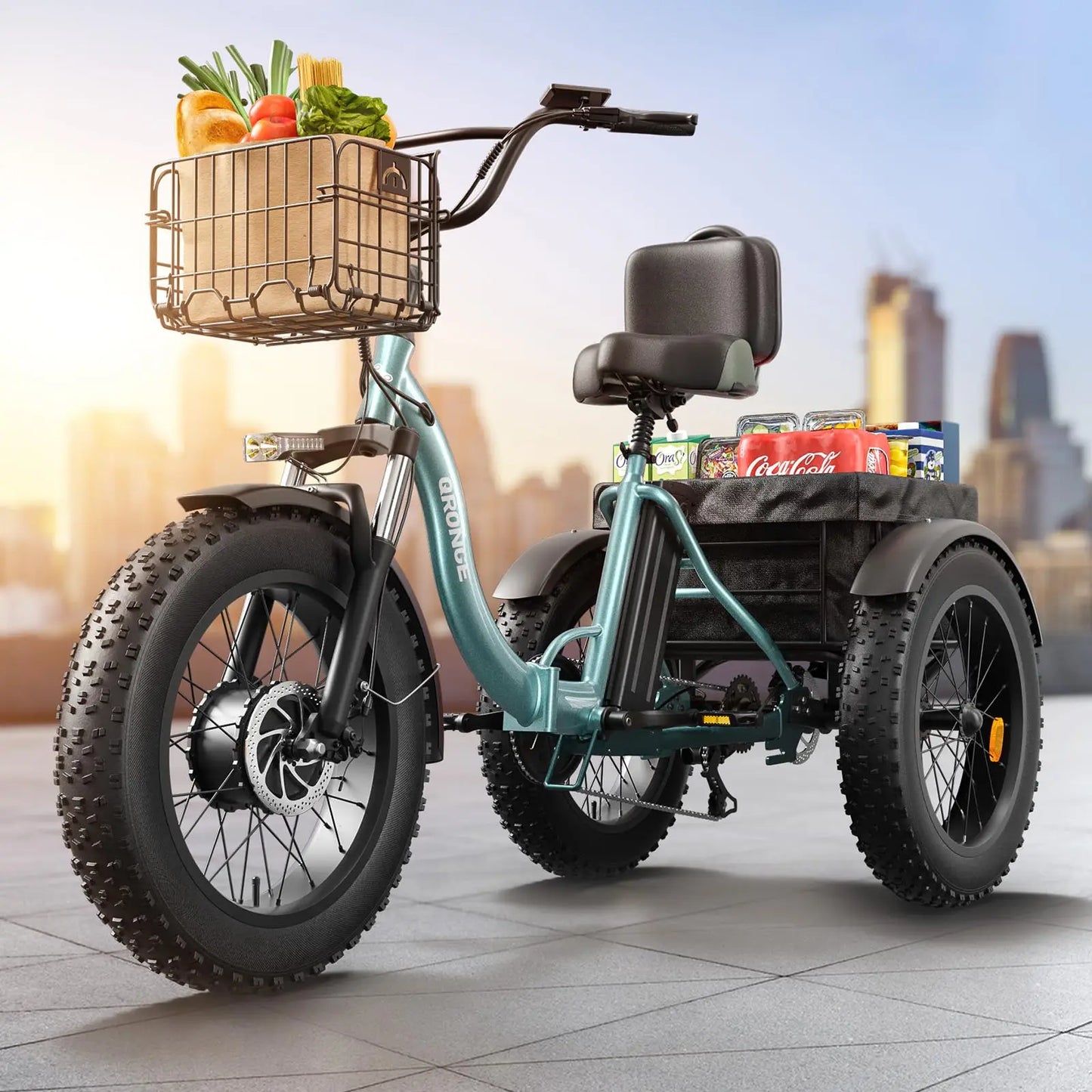 QRONGE 960W Peak Folding Electric Tricycle For Adults