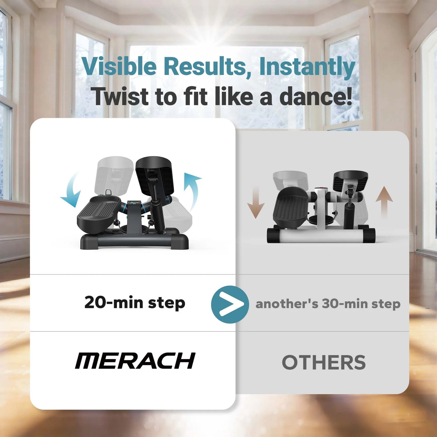 MERACH Mini Stepper With Resistance Band For Fitness