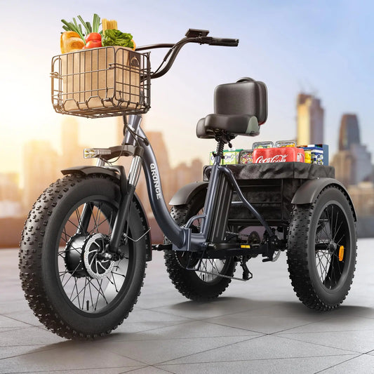 QRONGE 960W Peak Folding Electric Tricycle For Adults