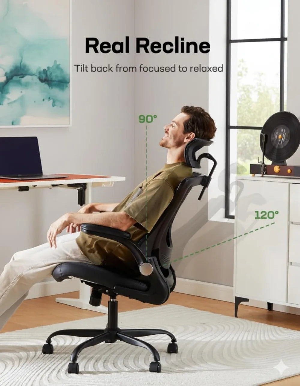 Ergonomic Mesh Office Chair With Adjustable Lumbar Support Armrests