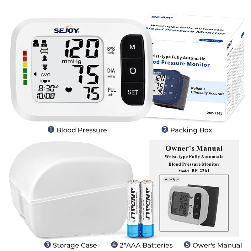 SEJOY Digital Wrist Blood Pressure Monitor Heart Rate