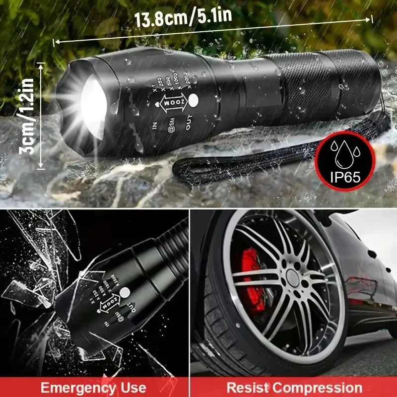 T6 Portable LED Flashlight 18650 Rechargeable 5 Modes Zoom Waterproof