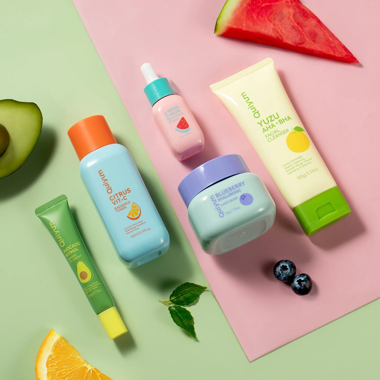 QUIYUM Fruit Fresh Collection 5-Piece Skincare Set Brightening Hydration