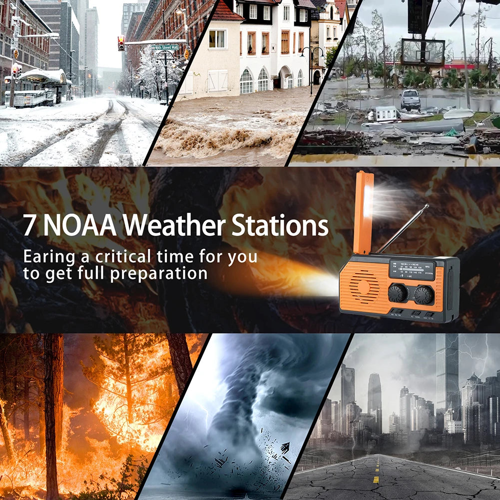 Takezero Solar Power Hand Crank Radio With LED Flashlight