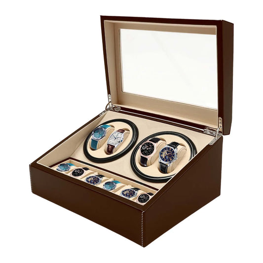 Rotating Automatic Watch Winder Box In PU Leather Display Case
