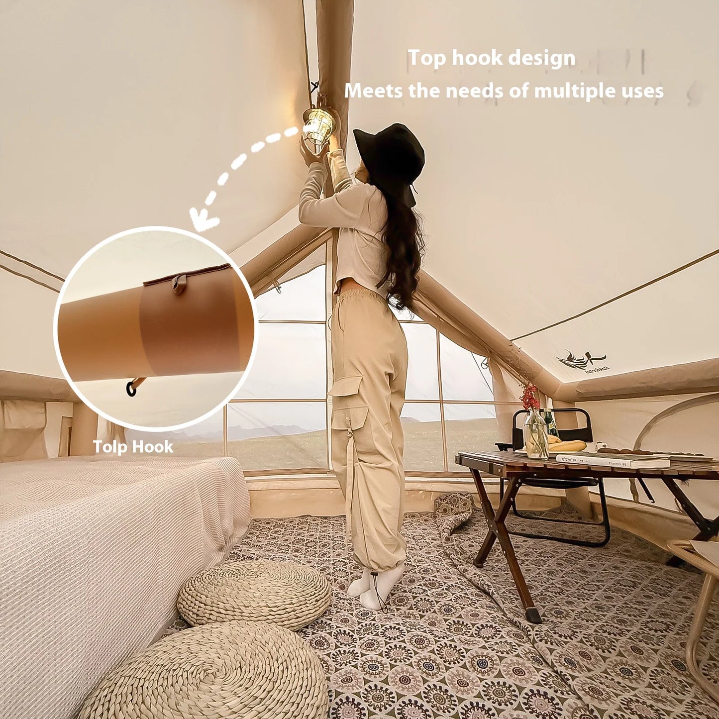 Pakicetus Inflatable Family Camping Tent With Stove Plug