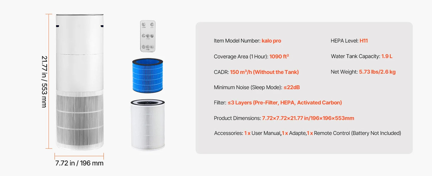 SucceBuy Air Purifier 760 M3H True HEPA 11 Filter Quiet