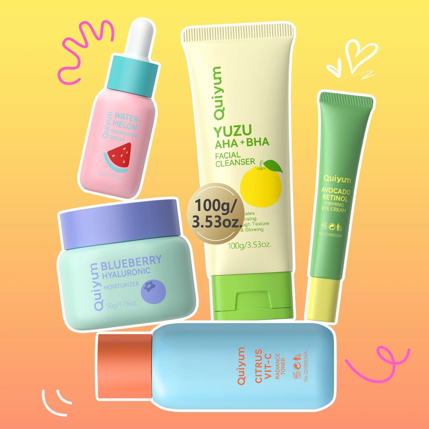 QUIYUM Fruit Fresh Collection 5-Piece Skincare Set Brightening Hydration