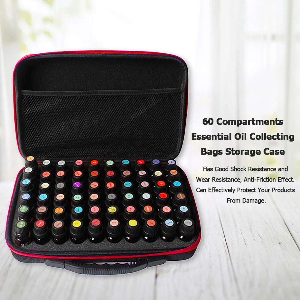 Feature 60 Slots Essential Oil Case Travel Storage Box