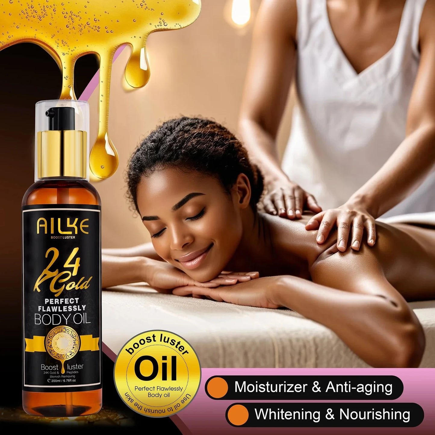 AILKE Body Oil for All Skin Types Moisturizes and Brightens