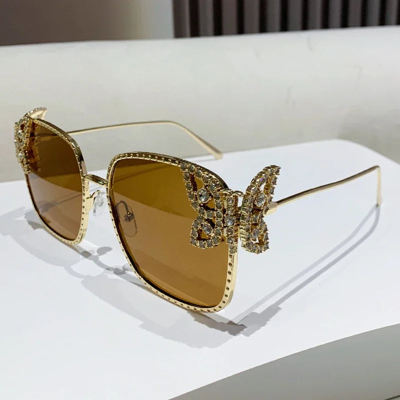 Women's Butterfly Diamond Sunglasses With Square Frame