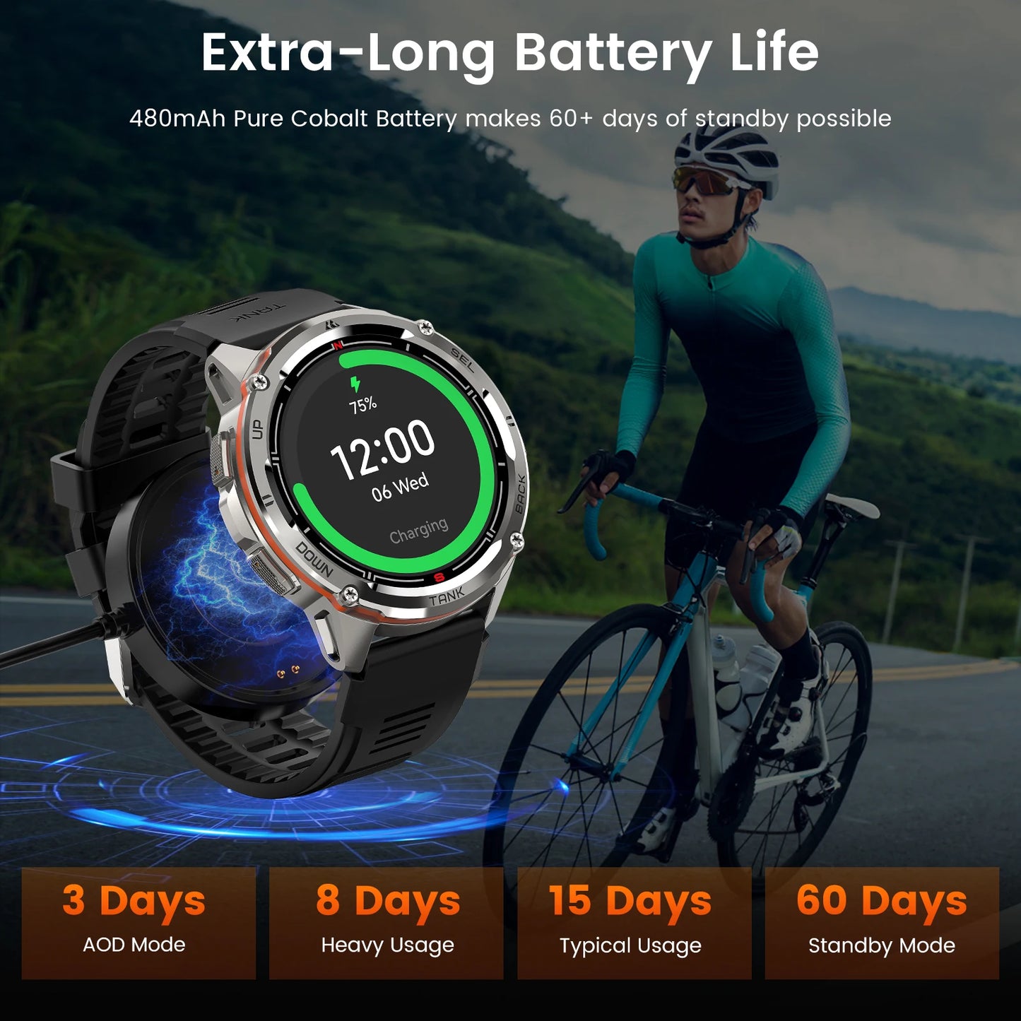 KOSPET Tank T3 Ultra GPS Smartwatch For Men Barometer Altimeter