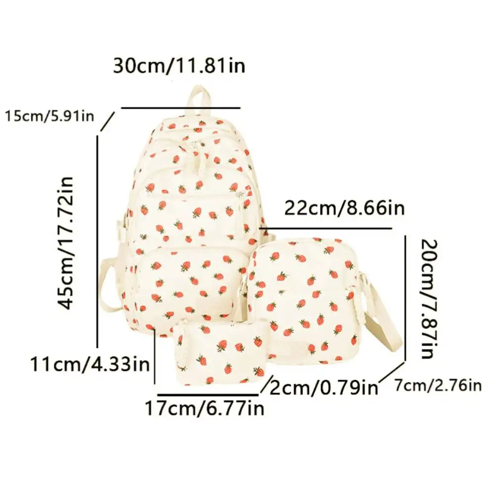 Shunmaii Bow Print Backpack Set With Crossbody Bag Purse