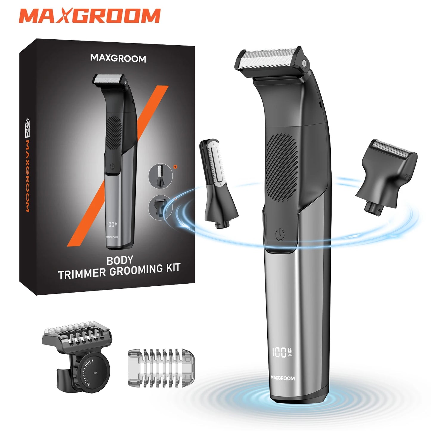 MAXGROOM 3-in-1 Men's Bidirectional Body Hair Trimmer Electric Shaver