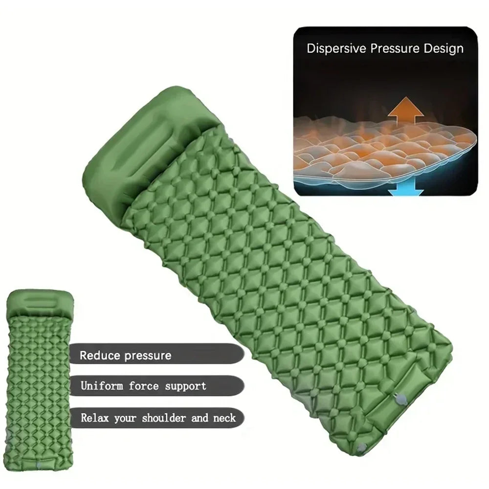 NONECN Outdoor Sleeping Pad Self Inflating Mattress With Pillow