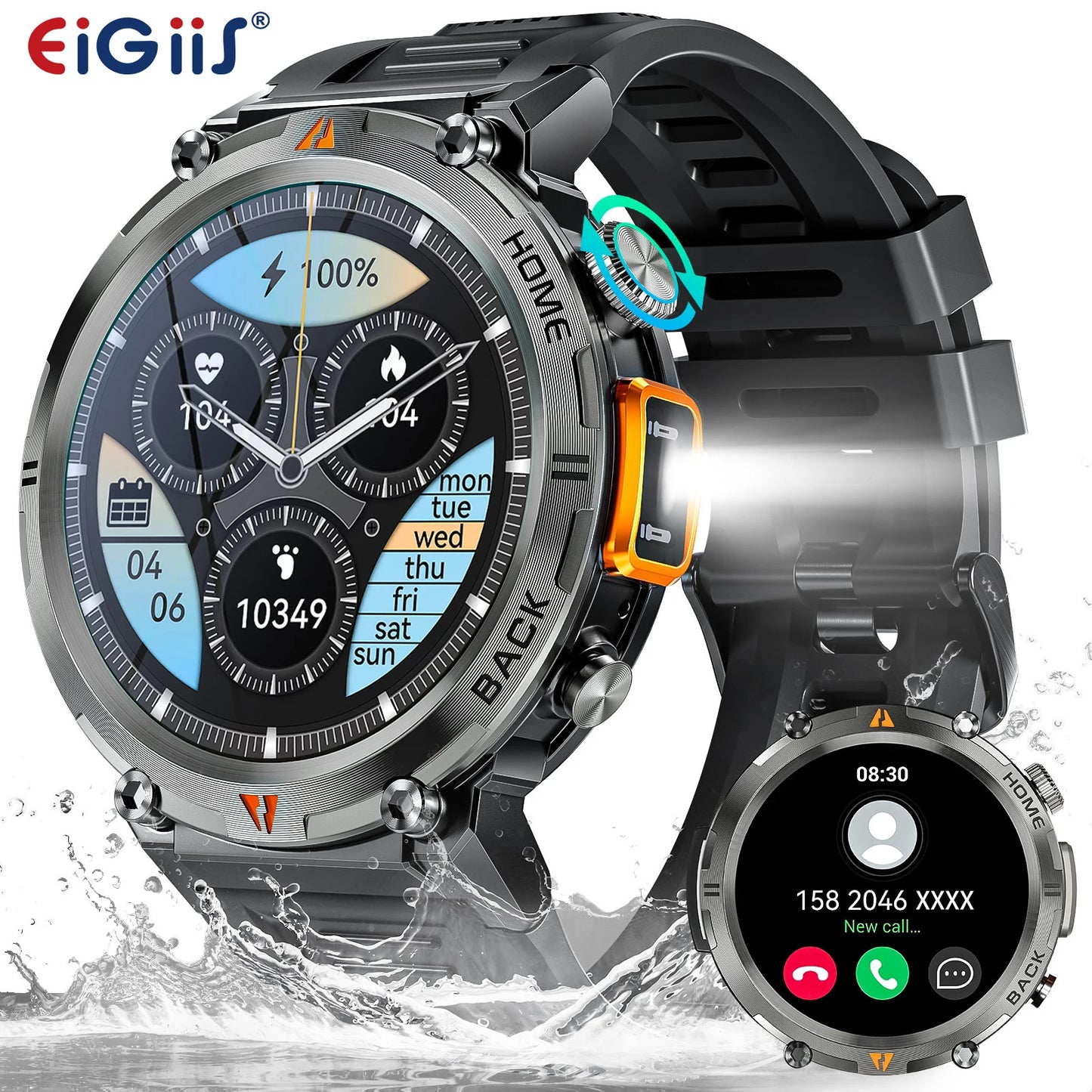 EIGIIS KE3 Smartwatch For Men Health Monitor Bluetooth Call