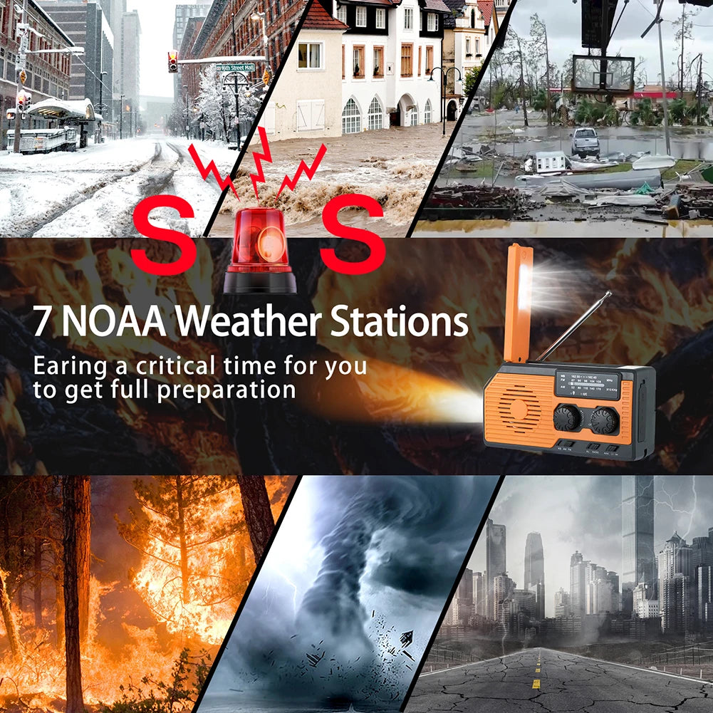 Takezero Solar Power Hand Crank Radio With LED Flashlight