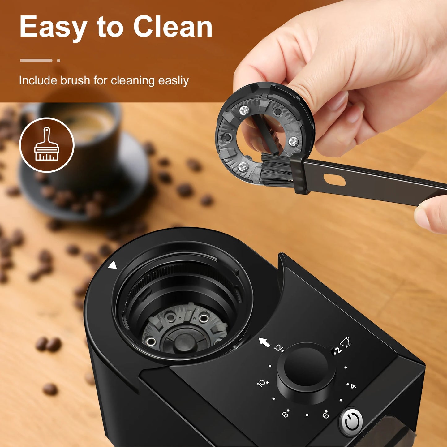 KIRAINAFLY Automatic Burr Mill Coffee Grinder With Adjustable Gears