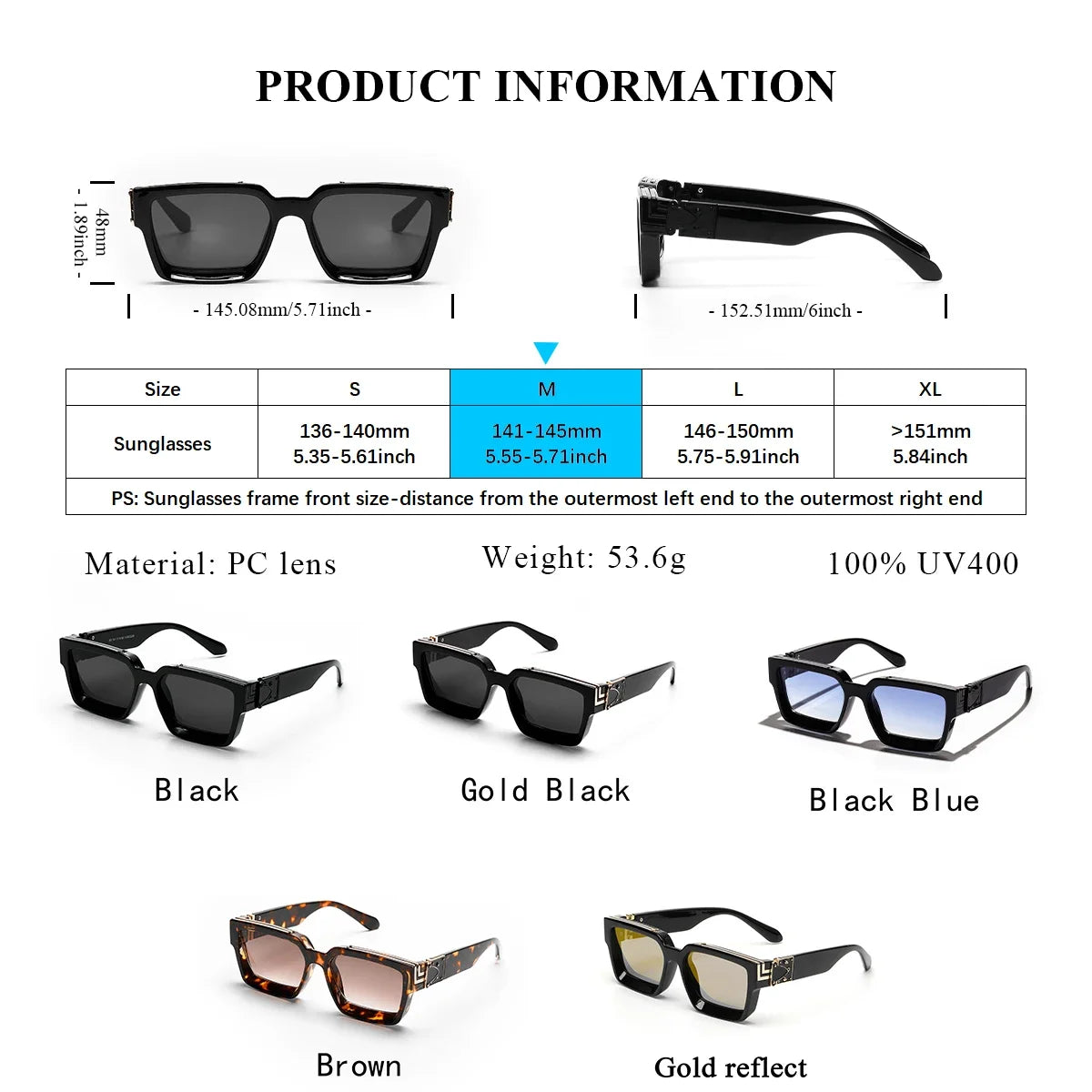 Ruiao Luxury Retro Sunglasses Square Frames