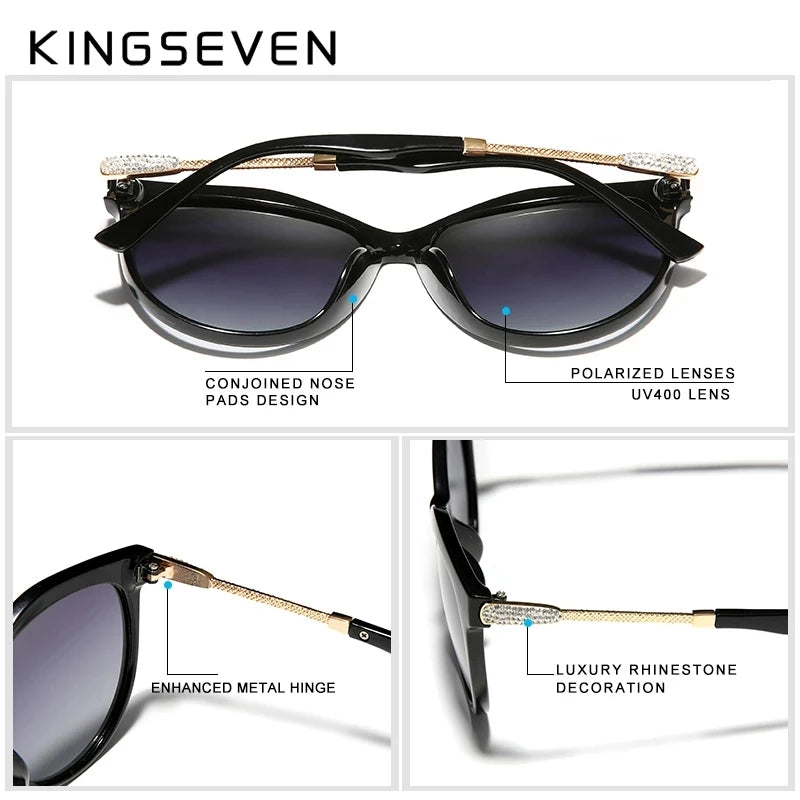 KINGSEVEND Classic Womens Cat Eye Sunglasses Polarized UV Protection