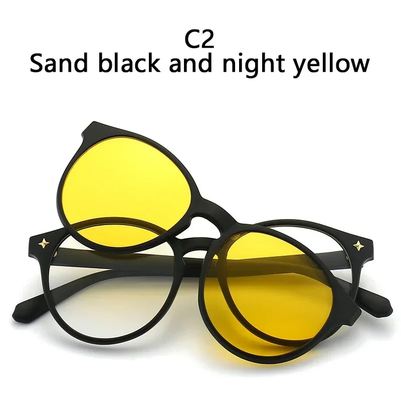 NINJONA 6in1 Polarized Magnetic ClipOn Sunglasses for Men and Women