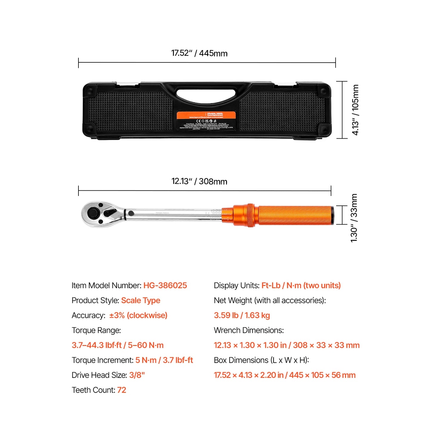 SucceBuy Torque Wrench Set Drive Click Torque Wrench Dual Direction