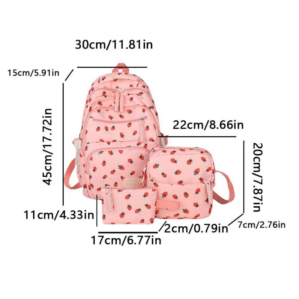 Shunmaii Bow Print Backpack Set With Crossbody Bag Purse