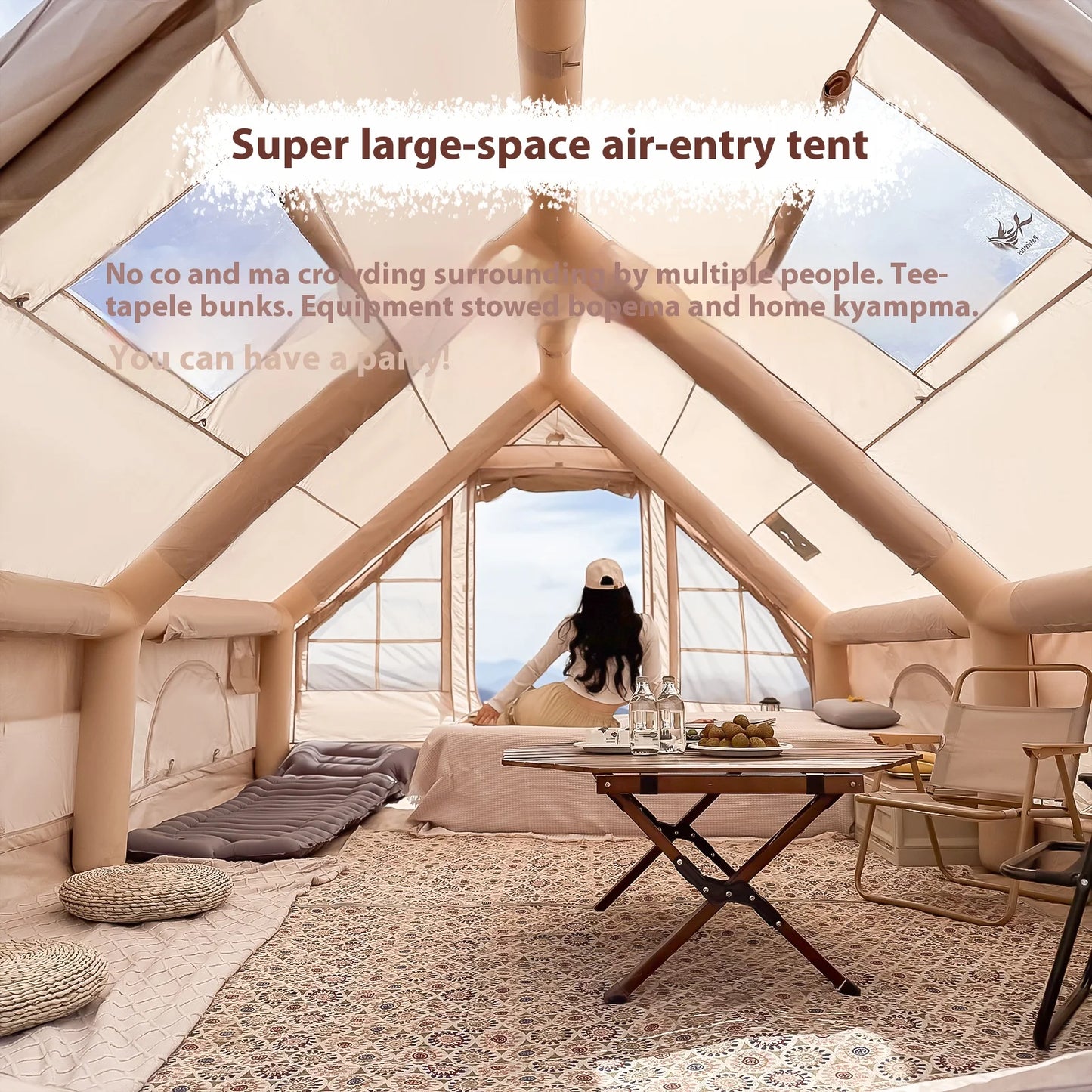 Pakicetus Inflatable Family Camping Tent With Stove Plug