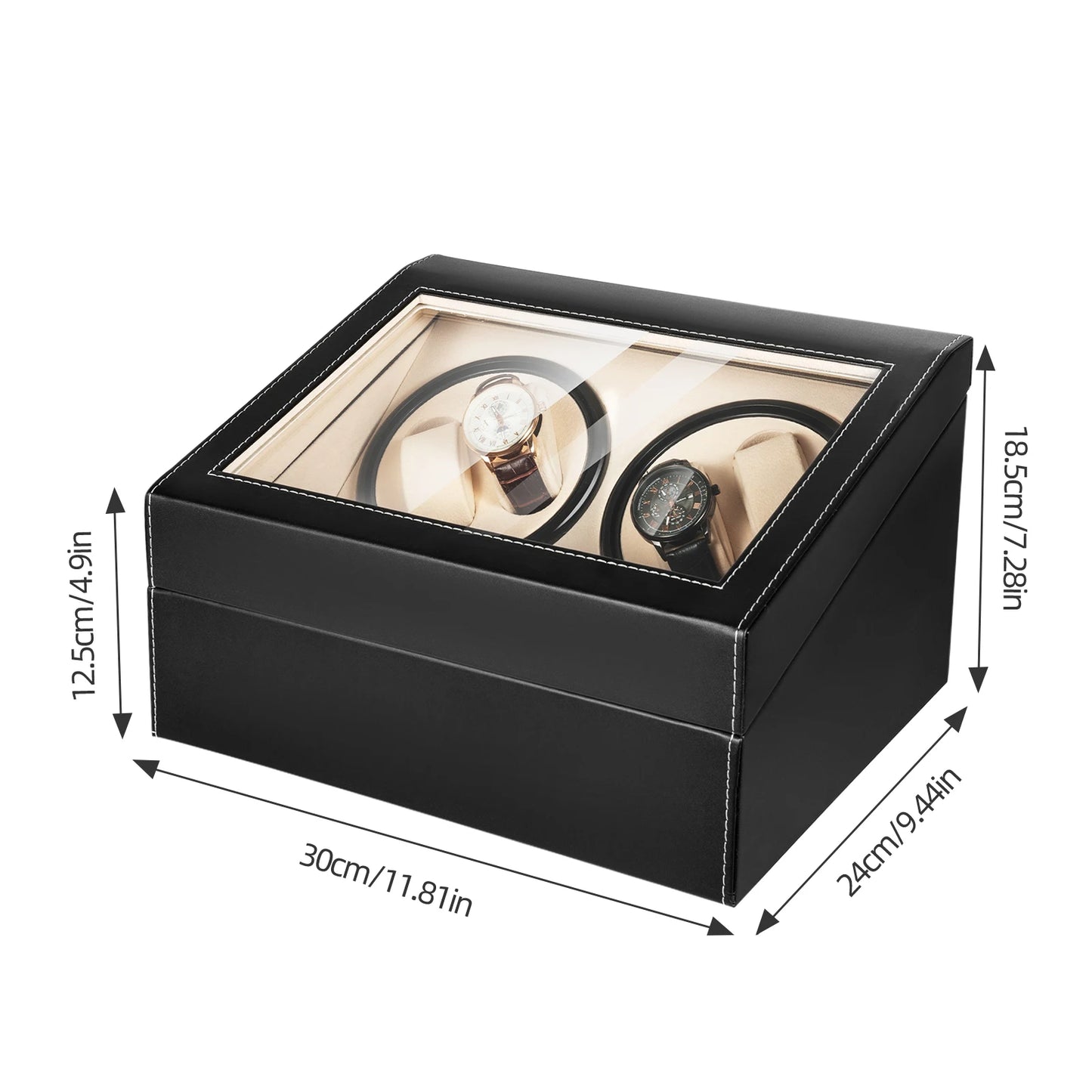 Rotating Automatic Watch Winder Box In PU Leather Display Case