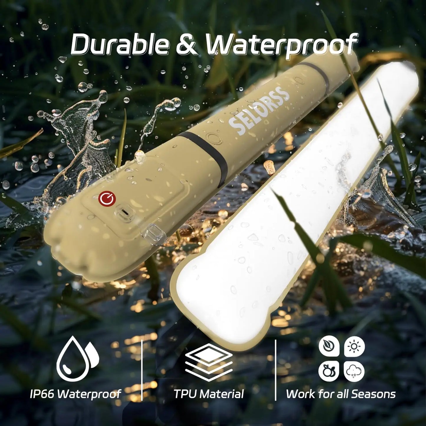 SELORSS Rechargeable Portable Camping Light Waterproof 2000mAh Spotlight